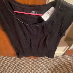 NWT LOFT GREY T SHIRT WITH STUDS AROUND THE NECK SIZE MEDIUM